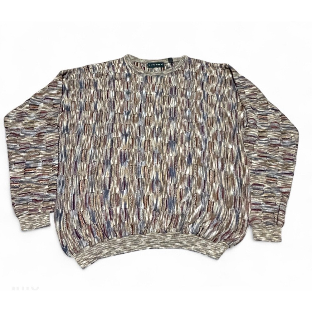 Vintage Tundra Canada XXL Coogi Style Textured 3D Knit Sweater 90s Abstract